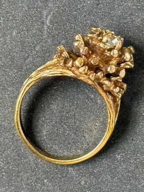 VINTAGE 14KT HGE Brutalist Cocktail Crystal Ring (7.25)